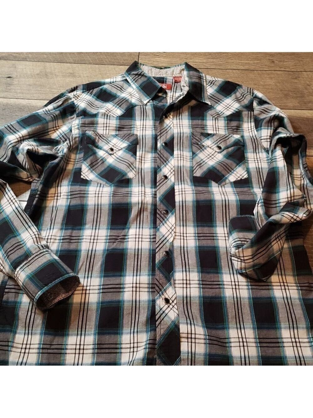 Red Ranch Black Plaid Pearl Snap Shirt